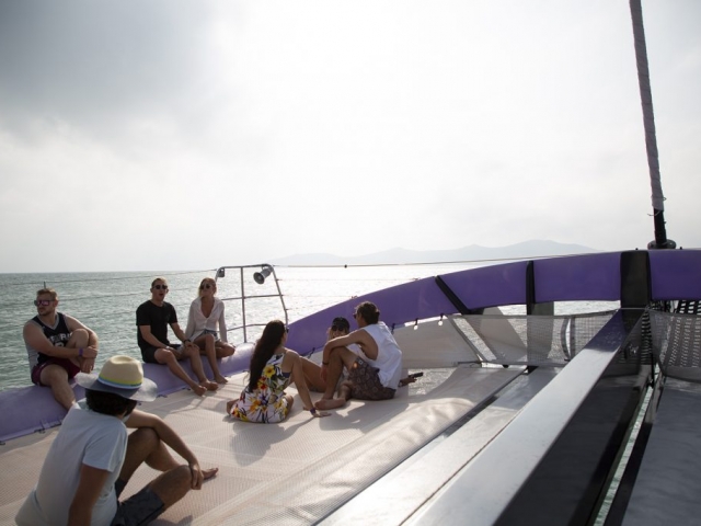 Camira is a world first with her sleek lines, spacious deck areas and breathtaking performance. Camira is one of the world's fastest commercial sailing catamarans, capable of sailing at speeds up to 30 knots.